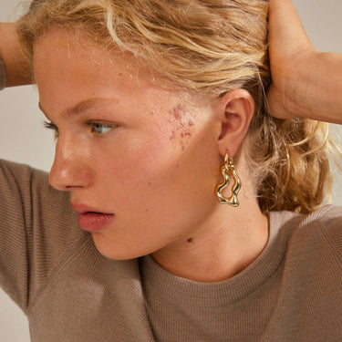 Pilgrim Cloud Gold Chunky Hoop Earrings