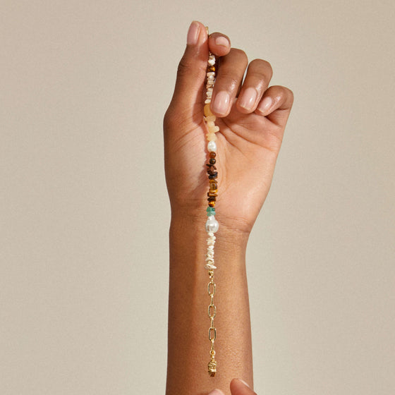 Pilgrim Cloud Gold Semi Precious Bead Bracelet