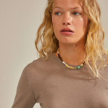 Pilgrim Cloud Gold Semi Precious Bead Necklace
