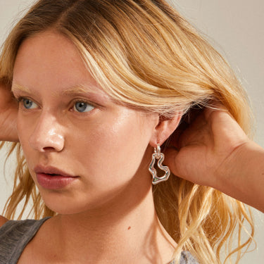 Pilgrim Cloud Silver Chunky Hoop Earrings