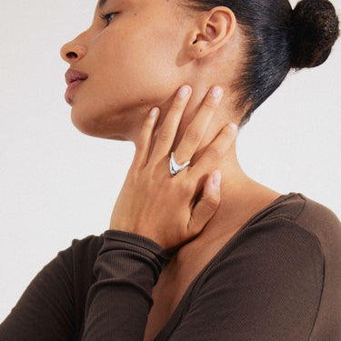 Pilgrim Cloud Silver Chunky Ring
