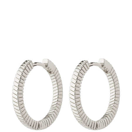 Pilgrim Dominique Silver Textured Hoop Earrings