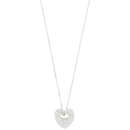 Pilgrim Dune Silver Crystal Heart Necklace