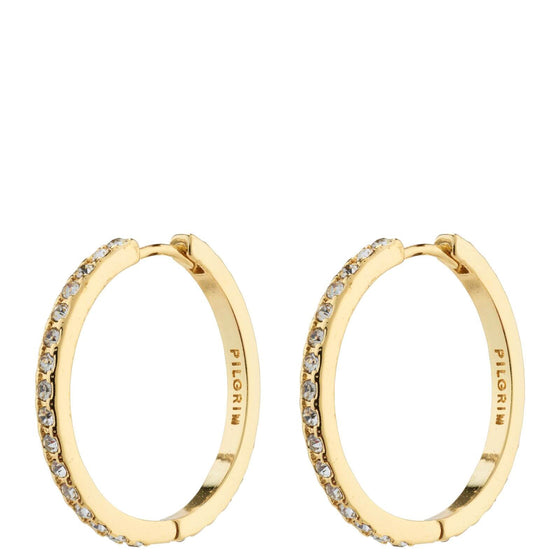 Pilgrim Ebna Gold Crystal Maxi Hoop Earrings