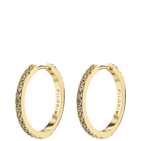 Pilgrim Ebna Gold Crystal Medium Hoop Earrings