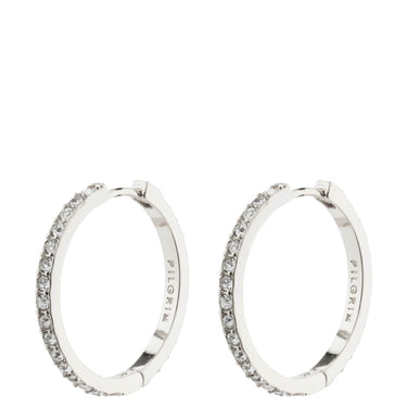 Pilgrim Ebna Silver Crystal Large Hoop Earrings