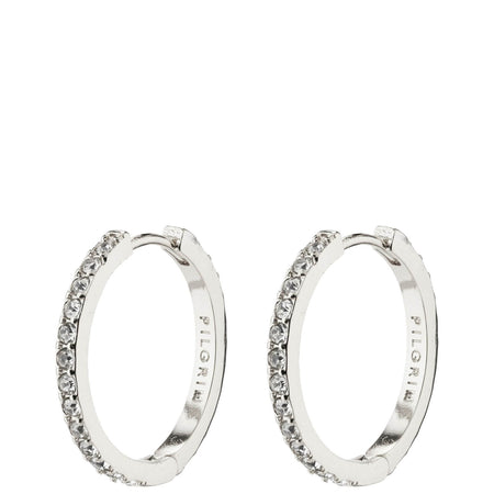 Pilgrim Ebna Silver Crystal Medium Hoop Earrings