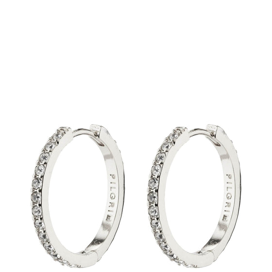 Pilgrim Ebna Silver Crystal Medium Hoop Earrings