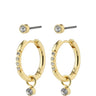 Pilgrim Elna Gold Crystal Hoop & Stud Earring Set