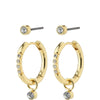 Pilgrim Elna Gold Crystal Hoop & Stud Earring Set