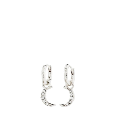 Pilgrim Evgenia Silver Tiny Hoop Moon Charm Earrings