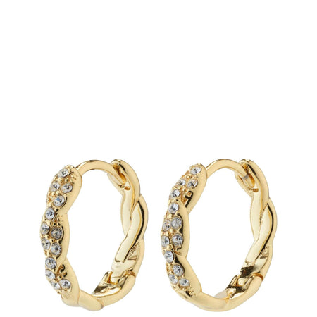 Pilgrim Ezo Twirled Crystal Small Gold Hoop Earrings