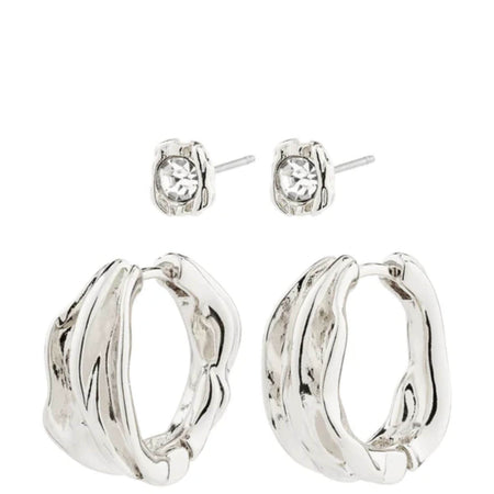 Pilgrim Feel 2-in-1 Silver Earring Set