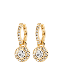 ladies gold sparkly hoop with crystal dangle charm