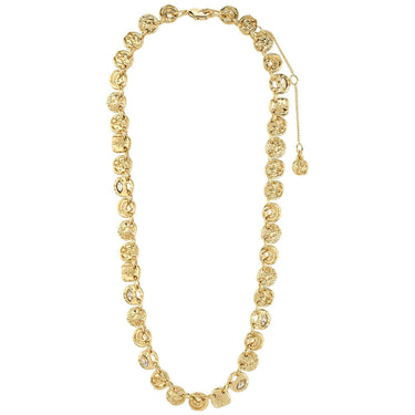 Gold necklace on a white background