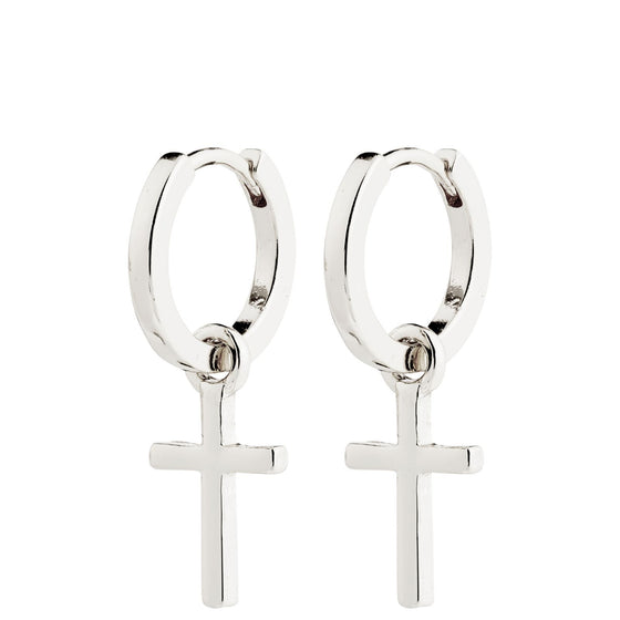 pilgrim-flynn-silver-hoop-cross-charm-earrings