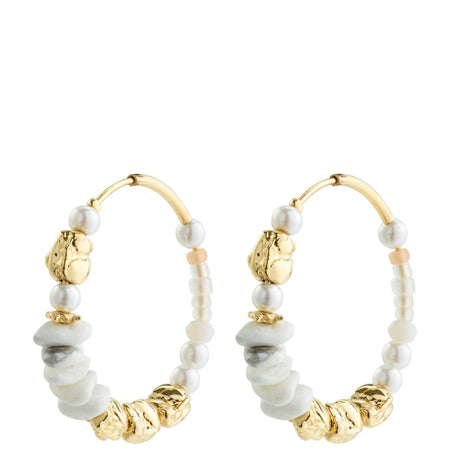 Pilgrim Force Gold & Multi Bead Hoop Earrings