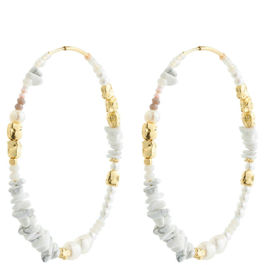 Pilgrim Force Mega Gold & White Hoop Earrings