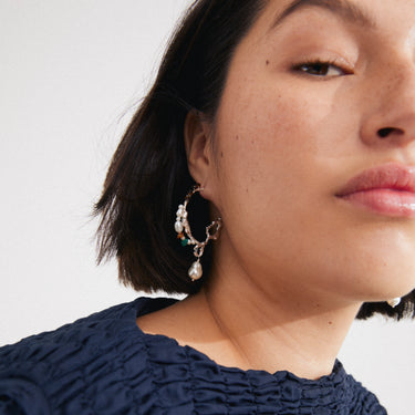 Pilgrim Force Silver & Multi Bead Hoop Earrings
