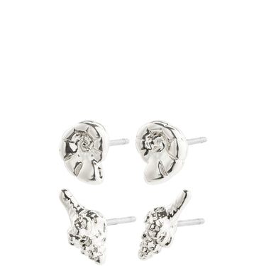Pilgrim Force Silver Shell Stud Earring Set