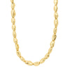 A gold-colored beaded necklace with irregular, polished disc-like beads, shown against a plain white background.