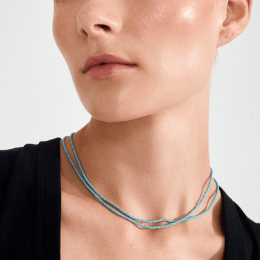 Pilgrim Gold Haze Blue Beaded Necklace