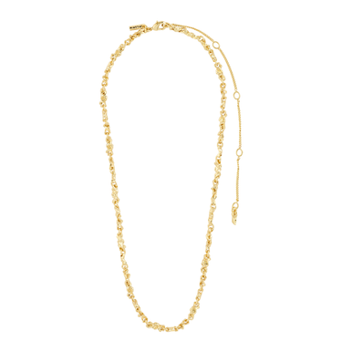 Gold chain necklace on a white background