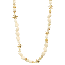 Necklace with star-shaped beads on a white background