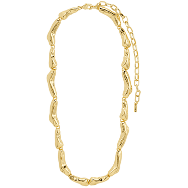 Gold chain necklace on a white background