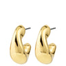 Gold hoop earrings on a white background