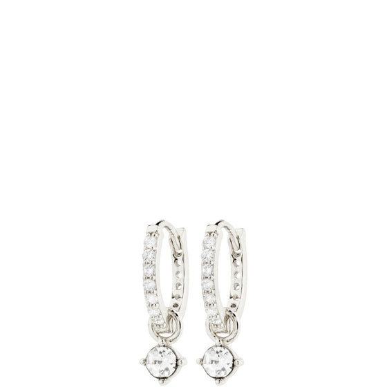 pilgrim-joa-silver-clear-crystal-hoop-earrings