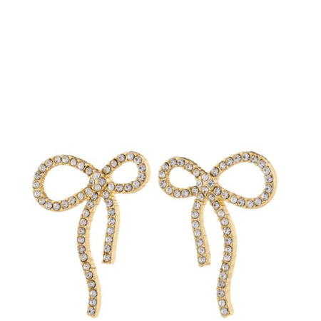 Pilgrim Jolanta Gold Crystal Bow Stud Earrings