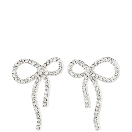 Pilgrim Jolanta Silver Crystal Bow Stud Earrings