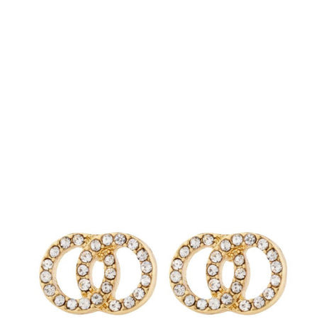 Pilgrim Jolina Gold Entwined Circles Small Stud Earrings - Clear