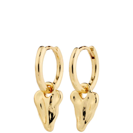 Pilgrim Jules Gold Small Hoop Heart Charm Earrings