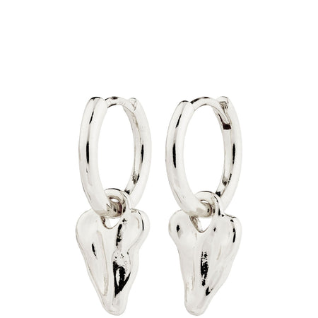 Pilgrim Jules Silver Small Hoop Heart Charm Earrings