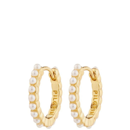 Pilgrim Kalia Gold Pearl Small Hoop Earrings