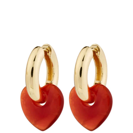 Pilgrim Kendall Gold Hoop Heart Charm Earrings