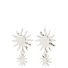 Silver star-shaped earrings on a white background