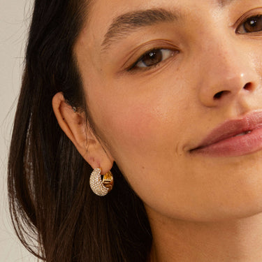 Pilgrim Naomi Gold Chunky Crystal Hoop Earrings