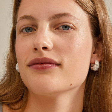 Pilgrim Naomi Silver Chunky Crystal Hoop Earrings