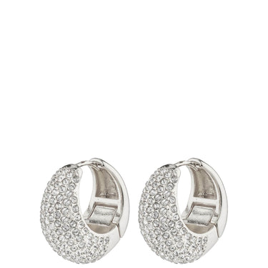 Pilgrim Naomi Silver Chunky Crystal Hoop Earrings