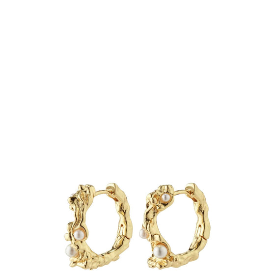 Pilgrim Raelynn Gold Small Pearl Hoop Earrings