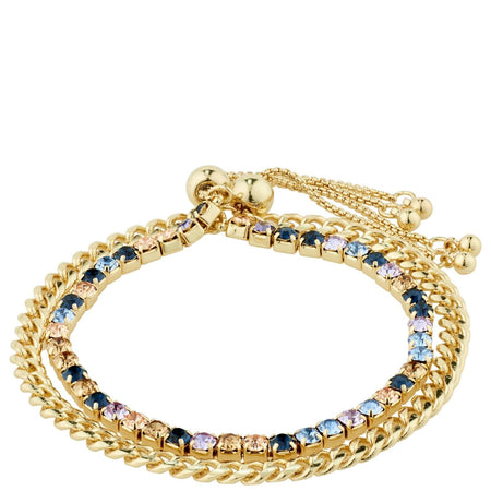 Pilgrim Reign Gold & Blue Double Bracelet