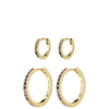 Pilgrim Reign Gold & Blue Hoop Earring Set