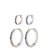 Pilgrim Reign Silver & Blue Hoop Earring Set