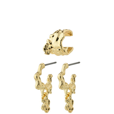 Pilgrim Rhythm Gold Hoop Earrings & Cuff Set
