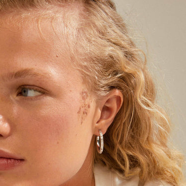Pilgrim Rue Silver Crystal Hoop Earrings
