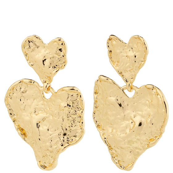 Pilgrim Ryan Gold Large Hammered Heart Earrings