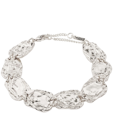 Silver chain bracelet on a white background